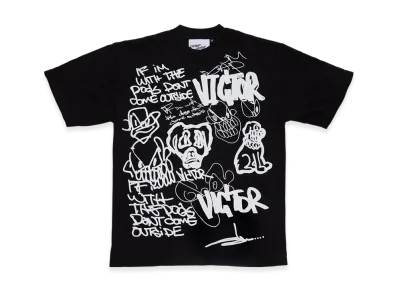 Victor Victor Worldwide x Slawn Hand-Drawn T-Shirt "Black"
