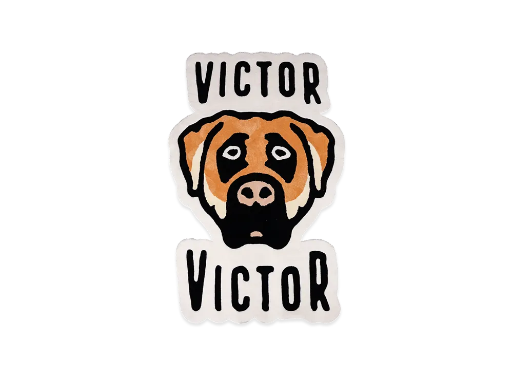 Victor Victor Worldwide Dog Logo Area Rug "White"