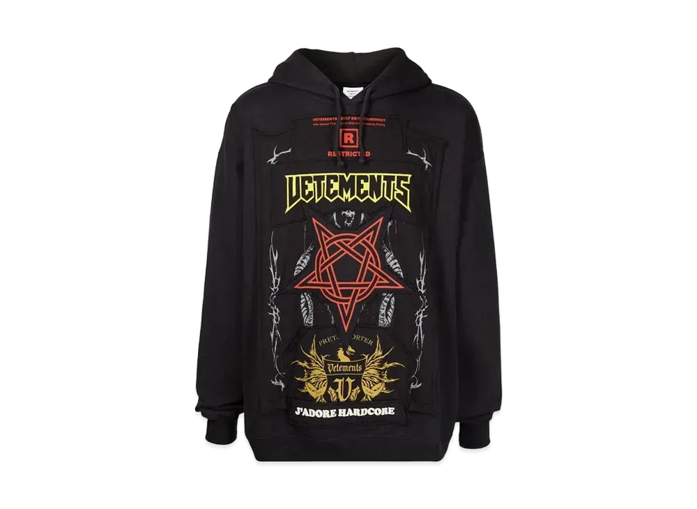 VETEMENTS J'Adore Hardcore Patchwork Parker "Black Red"
