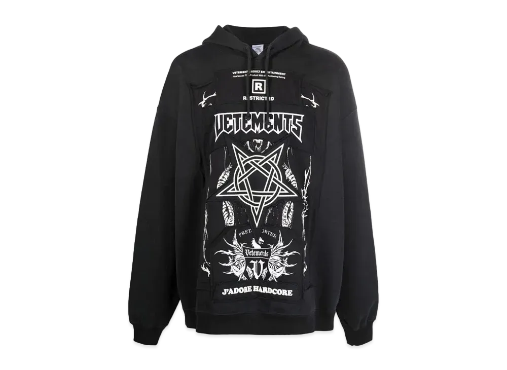 VETEMENTS J'Adore Hardcore Patchwork Parker "Black"