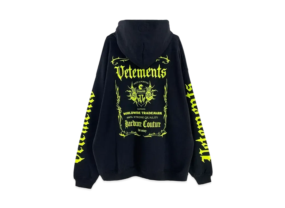 VETEMENTS Label Print ed Parker "Black Neon Green"