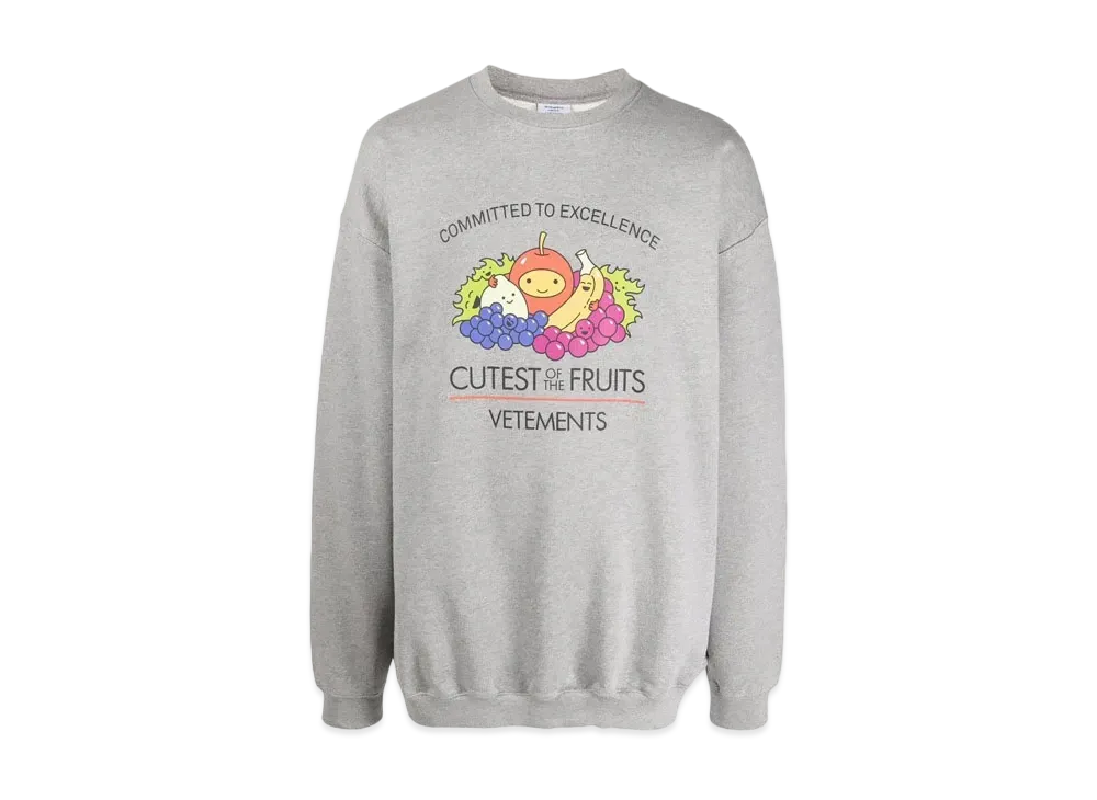 VETEMENTS Cutest of Fruits Print ed Sweatshirt "Grey"