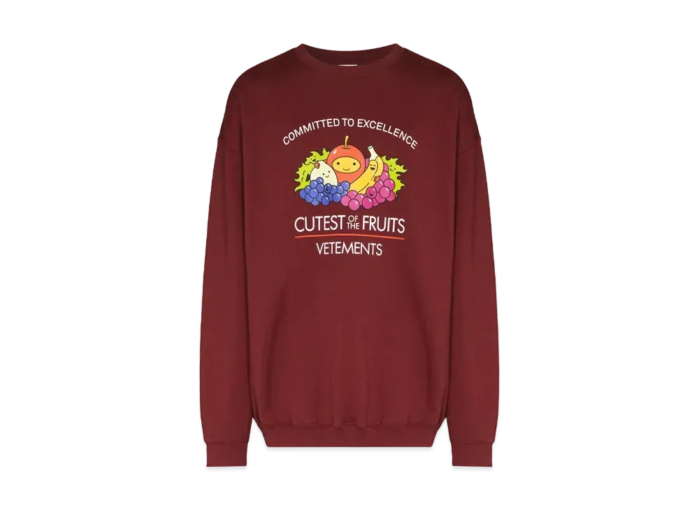 VETEMENTS Cutest of Fruits Print ed Sweatshirt "Bordeaux"