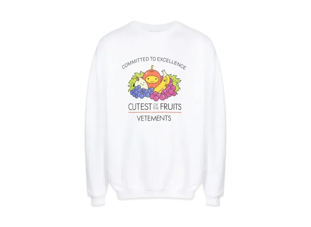VETEMENTS Cutest of Fruits Print ed Sweatshirt "White"