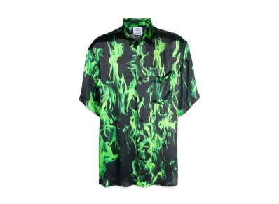 VETEMENTS Skull Print ed Short Sleeve Shirt "Neon Green"
