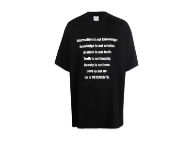 VETEMENTS Information Print ed T-shirt "Black"