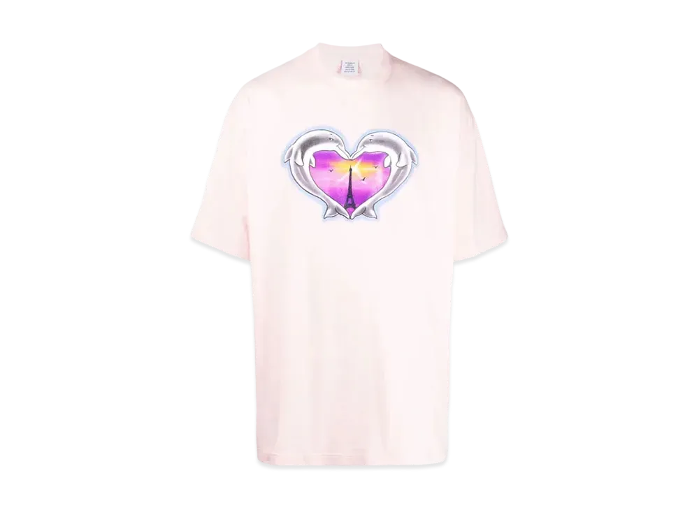 VETEMENTS Dolphins Heart Tee "Pink"
