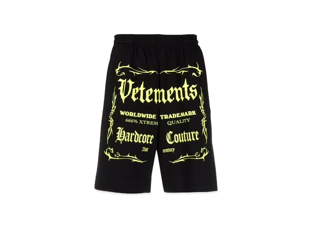 VETEMENTS Hardcore Couture Logo Short Pants "Black Neon Green"