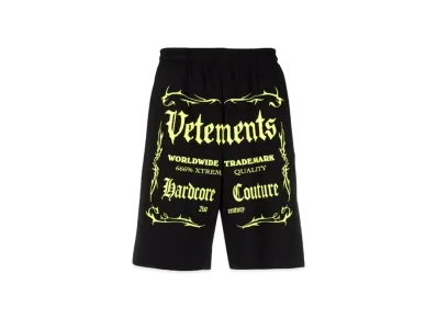 VETEMENTS Hardcore Couture Logo Short Pants "Black Neon Green"