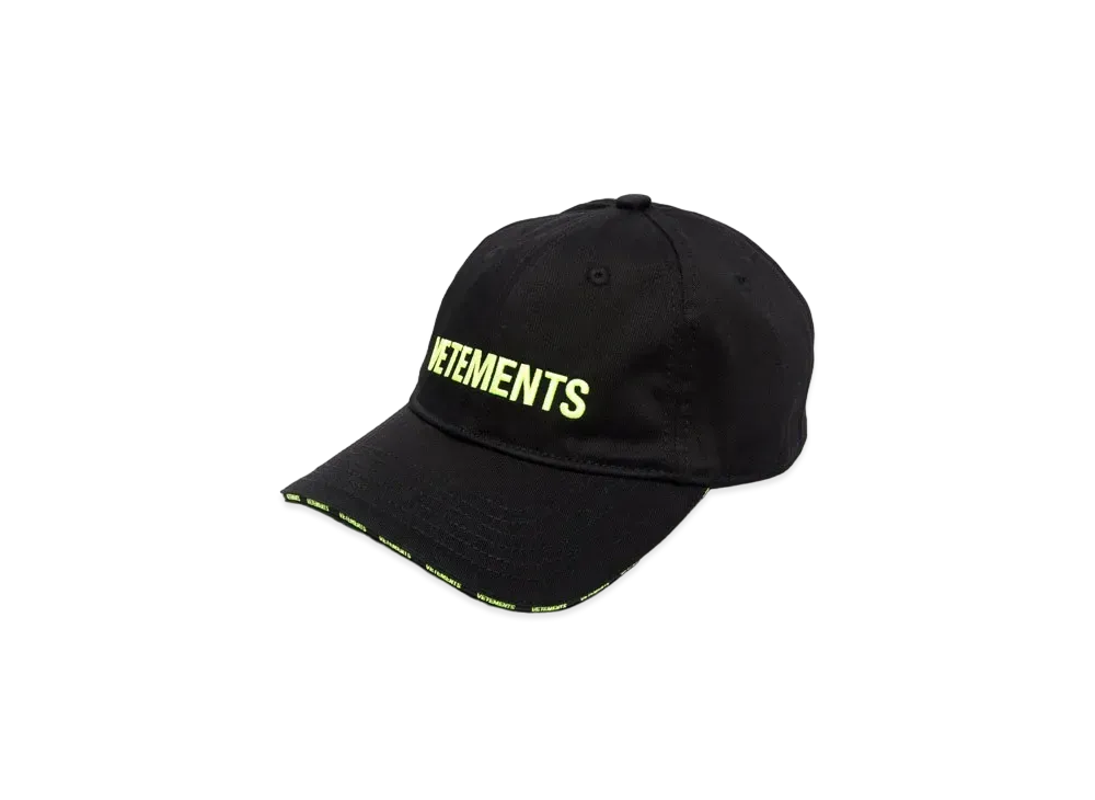 VETEMENTS logo embroidered cotton cap "Black Neon Green"