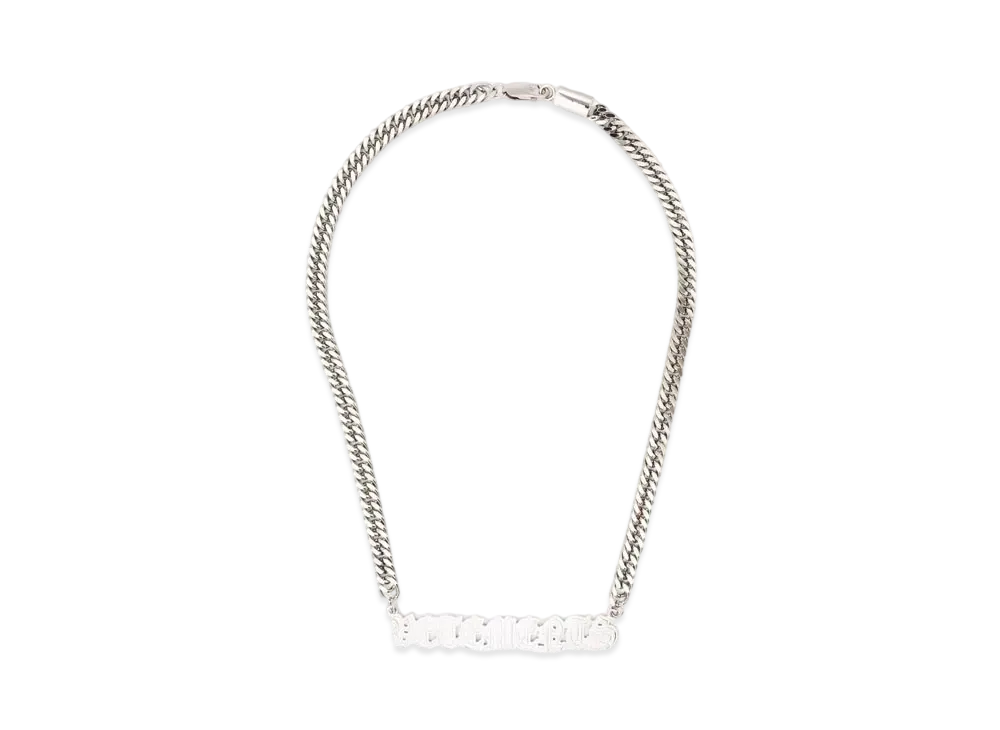 VETEMENTS Logo Plate Necklace "Silver"