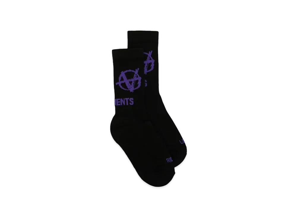 VETEMENTS Print Socks "Black Purple"