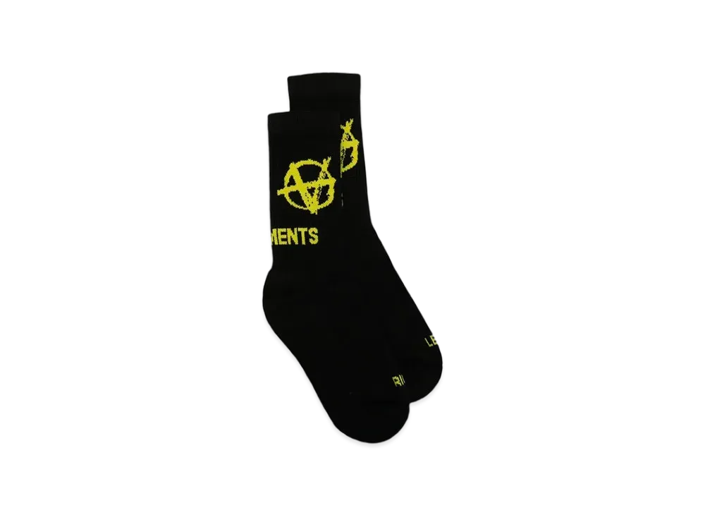 VETEMENTS Print Socks "Black Neon Green"
