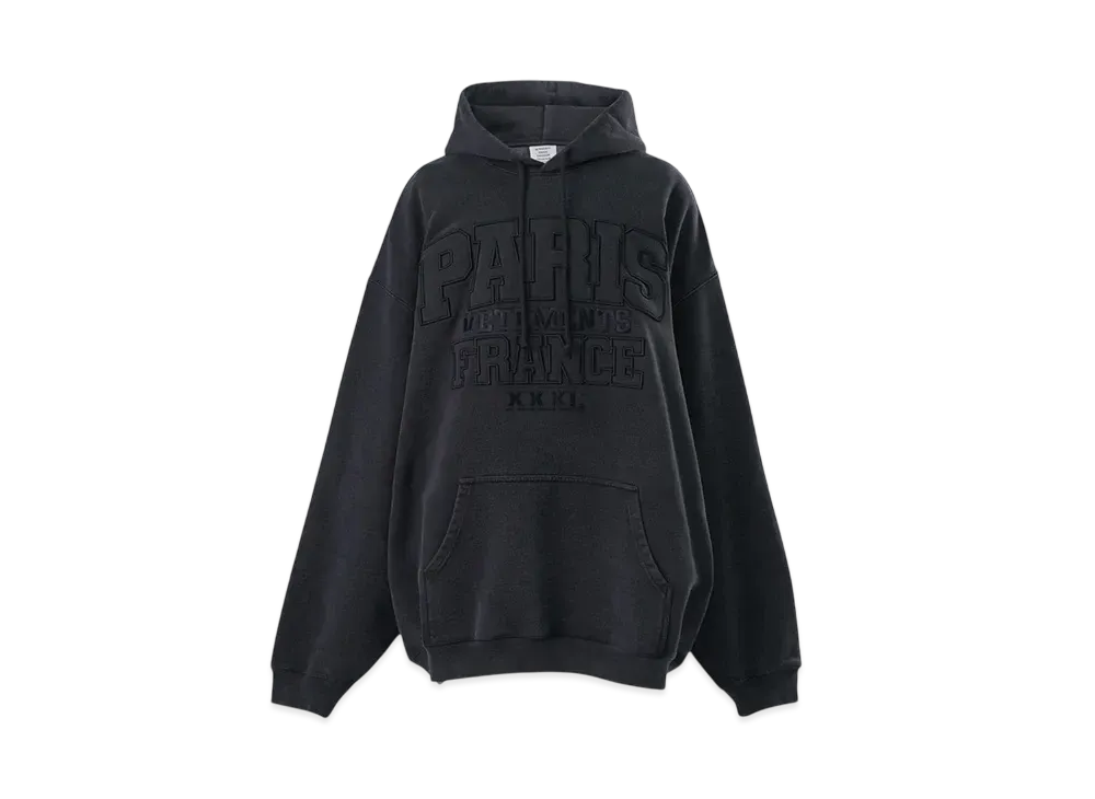 VETEMENTS Paris XXXL Hoodie "Washed Black" UA65HD550B