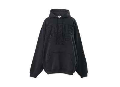 VETEMENTS Paris XXXL Hoodie "Washed Black" UA65HD550B