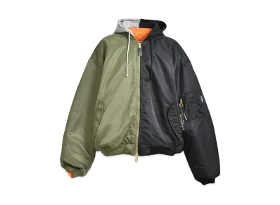 VETEMENTS Split Hooded Bomber Jacket "Green/Black" UA65JA226G