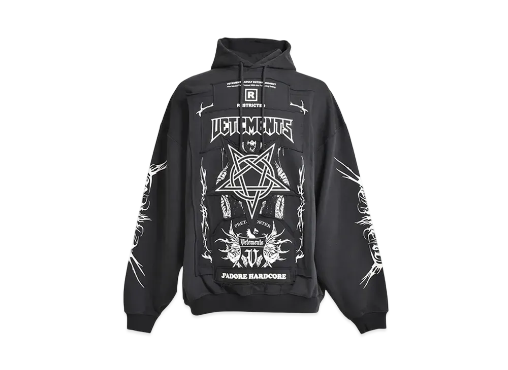 VETEMENTS Patched Logo Hoodie "Black" UA65HD620G