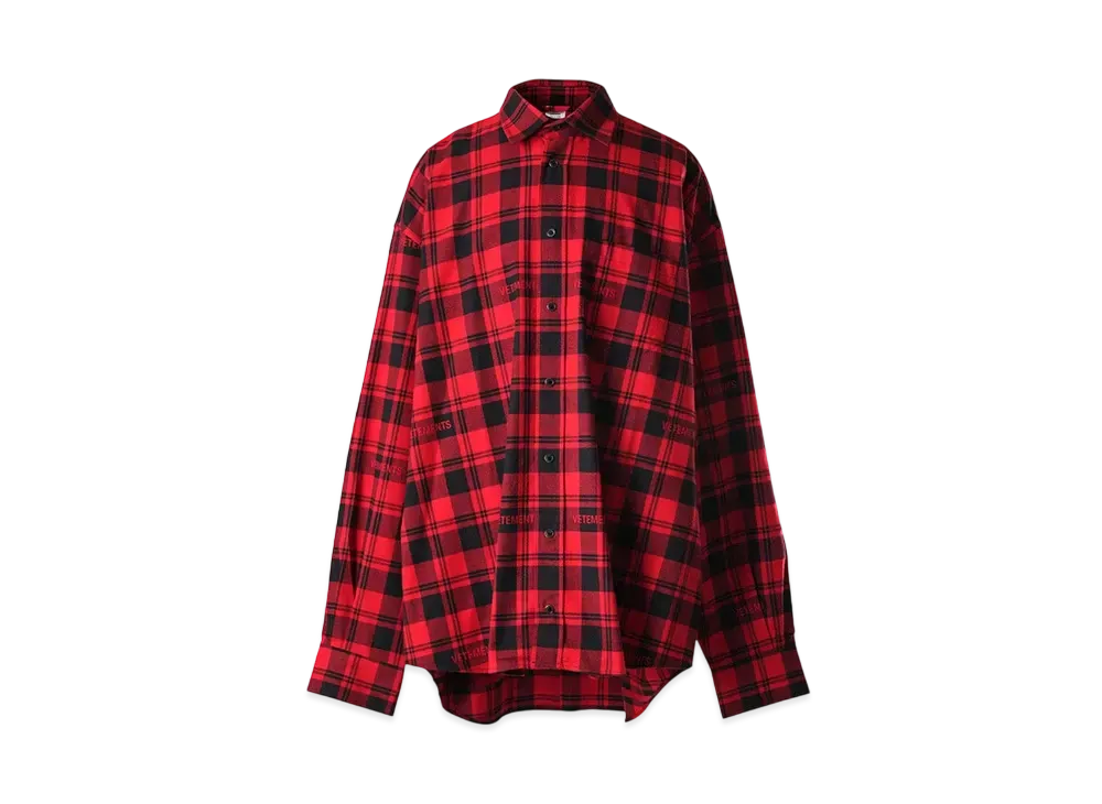 VETEMENTS Logo Jacquard Plaid Shirt "Red Logo" UA65SH909R