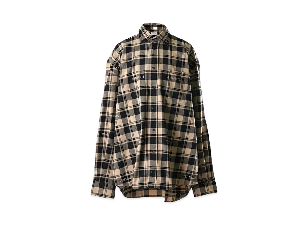 VETEMENTS Logo Jacquard Plaid Shirt "Beige Logo" UA65SH919S