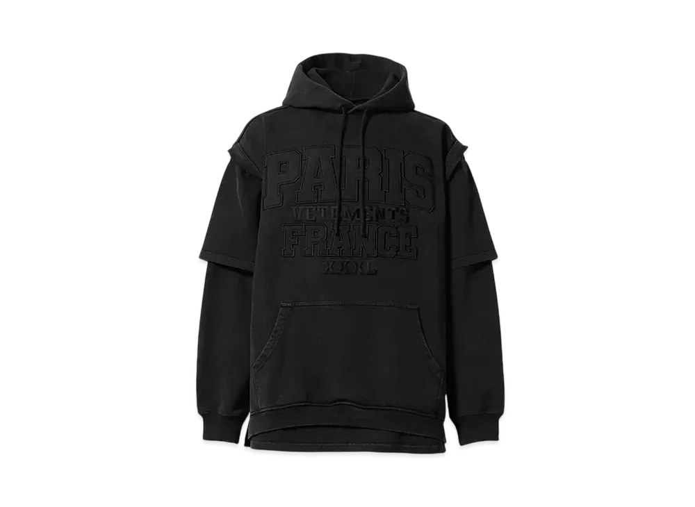 VETEMENTS XXXL Paris Logo Hoodie "Washed Black" UE64HD280B
