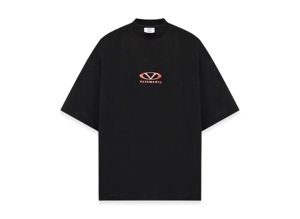 VETEMENTS Oval Logo Cropped Boxy T-Shirt "Black"