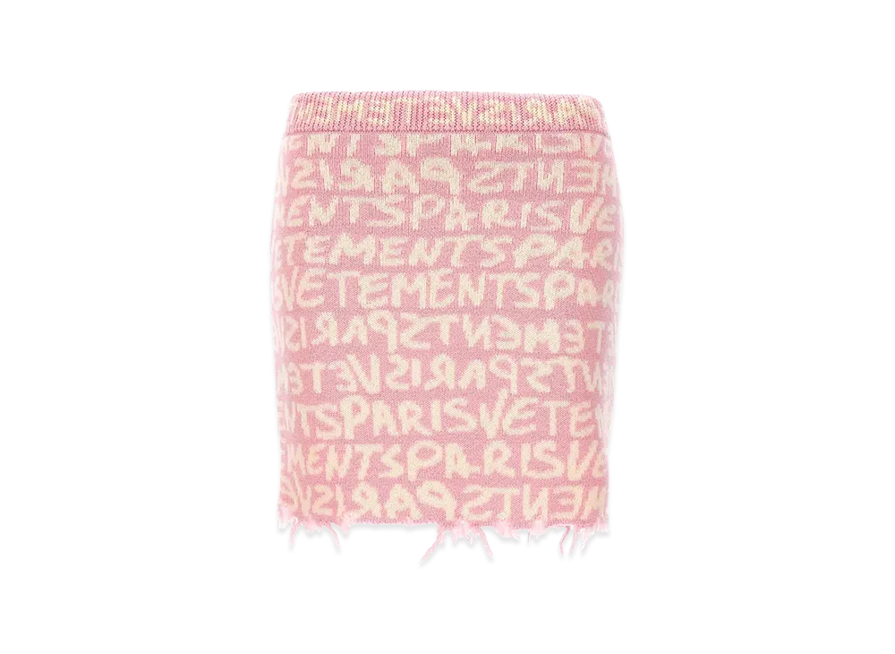 VETEMENTS Women's Graffiti Monogram Skirt "Pink/White"