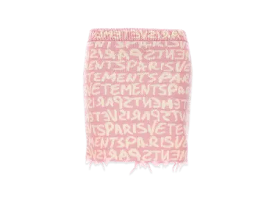 VETEMENTS Women's Graffiti Monogram Skirt "Pink/White"
