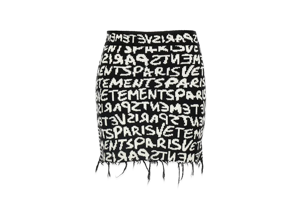 VETEMENTS Women's Paris Monogram Mini Skirt "Black/White"