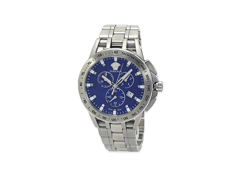 Versace Sport Tech Chronograph Quartz Medusa 45mm "Silver/Navy"