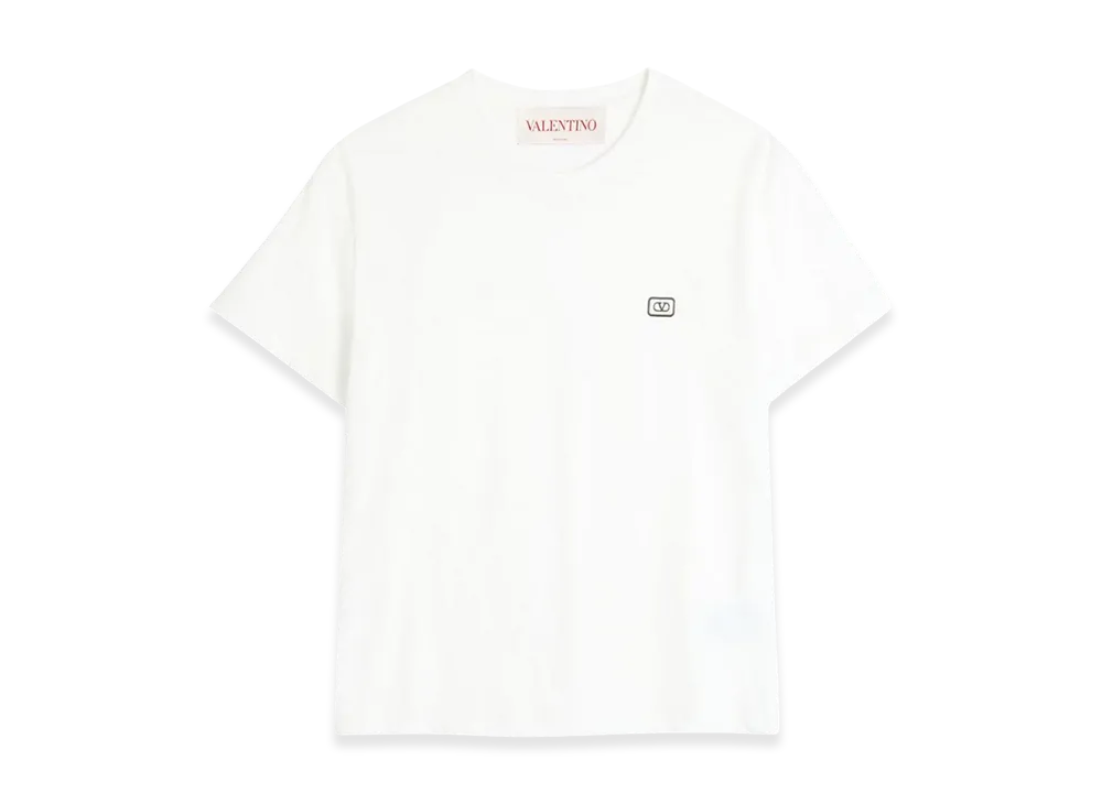 Valentino T-Shirt Jerseyregular Patch Logo Avorio "Cream"