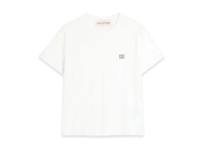 Valentino T-Shirt Jerseyregular Patch Logo Avorio "Cream"