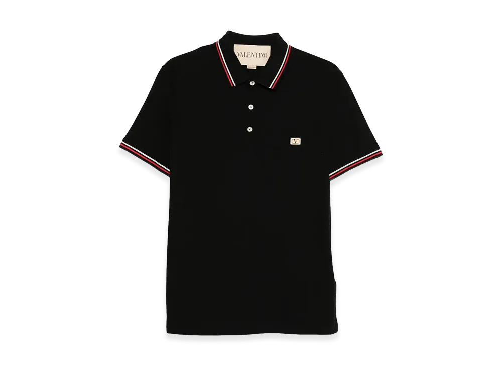 Valentino Cotton Pique Polo Shirt With Vlogo Patch "Black"