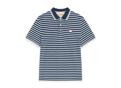 Valentino Cotton Pique Polo With Vlogo Patch "White/Blue"