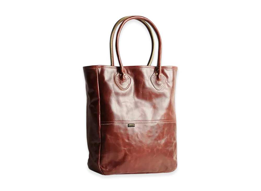 VANSON Jalana Exclusive Long Handle Simple Leather Tote Octagon "Brown Suede"