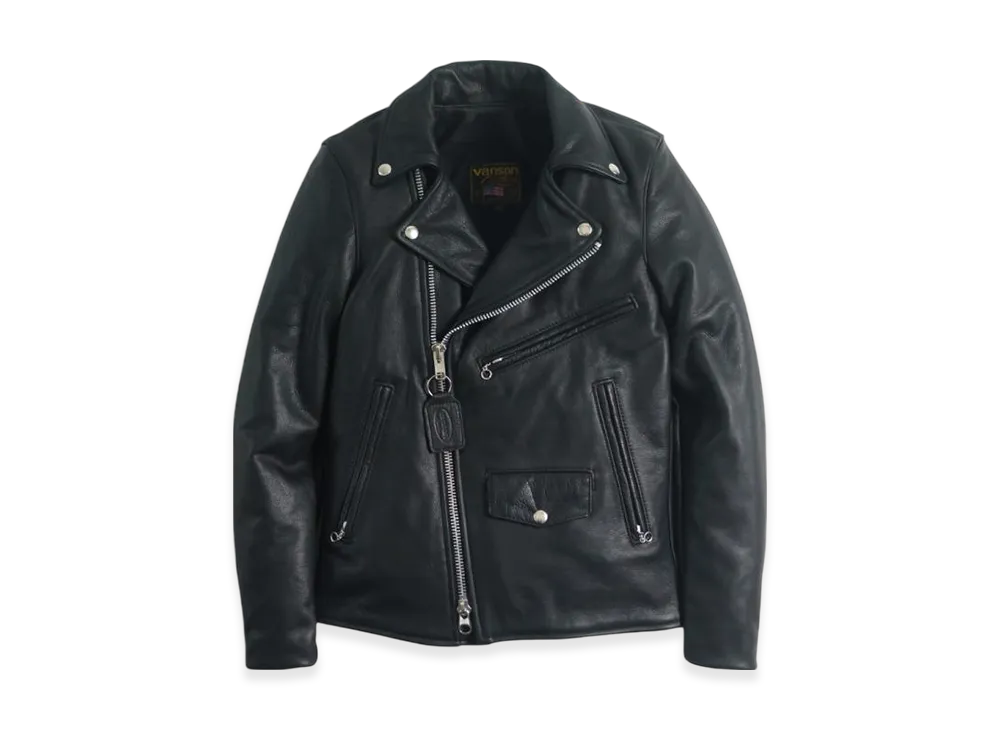 VANSON C2R Double Riders Soft Cow Leather Skinnier Fit Silver Zip "Black"