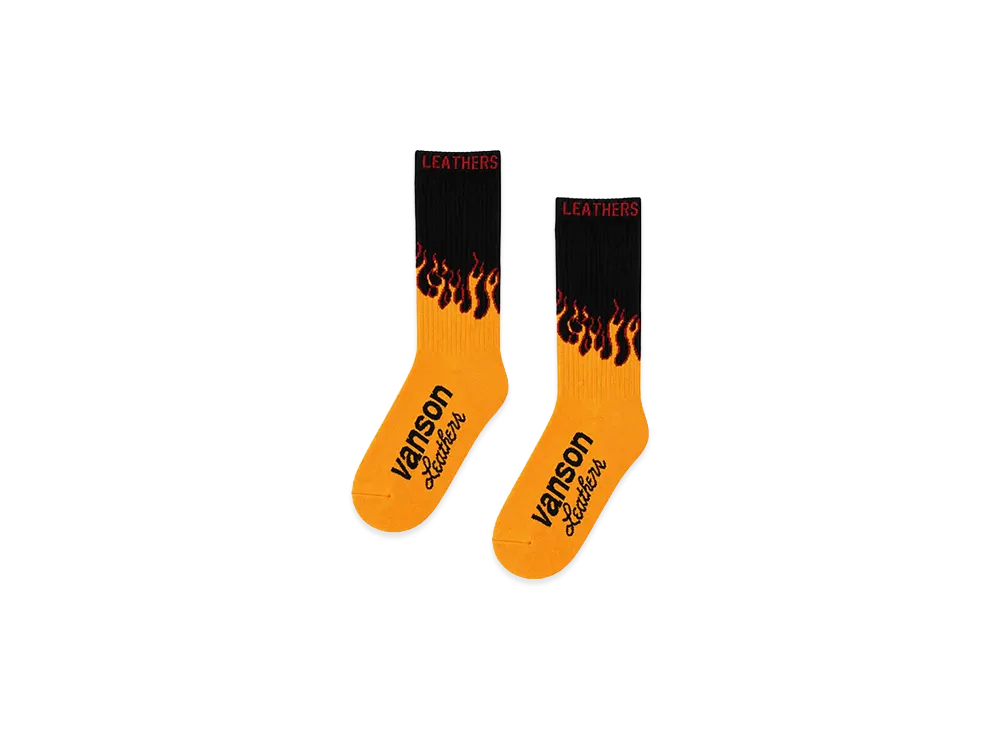 VANSON Fire Pattern Socks "Black/Orange"