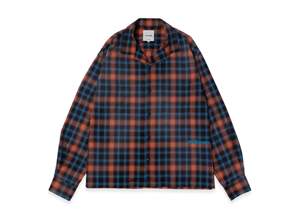 VAULTROOM Plaid Check Open Collar Shirt "Orange"