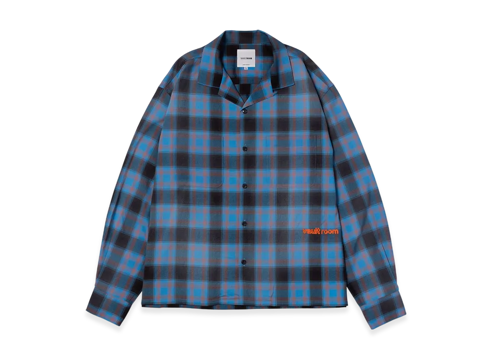 VAULTROOM Plaid Check Open Collar Shirt "Blue"