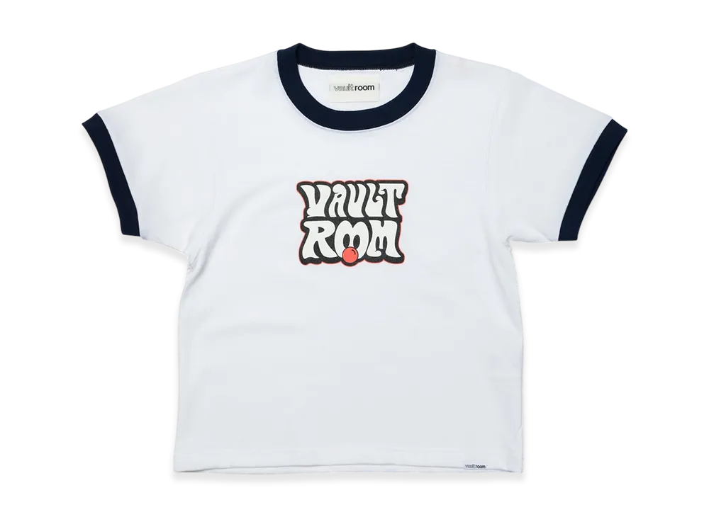 VAULTROOM Women's 70's Logo Trim Tee "White/Navy"