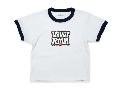 VAULTROOM Women's 70's Logo Trim Tee "White/Navy"