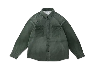 visvim LUMBER KHADI CHECK L/S DMGD "Green"