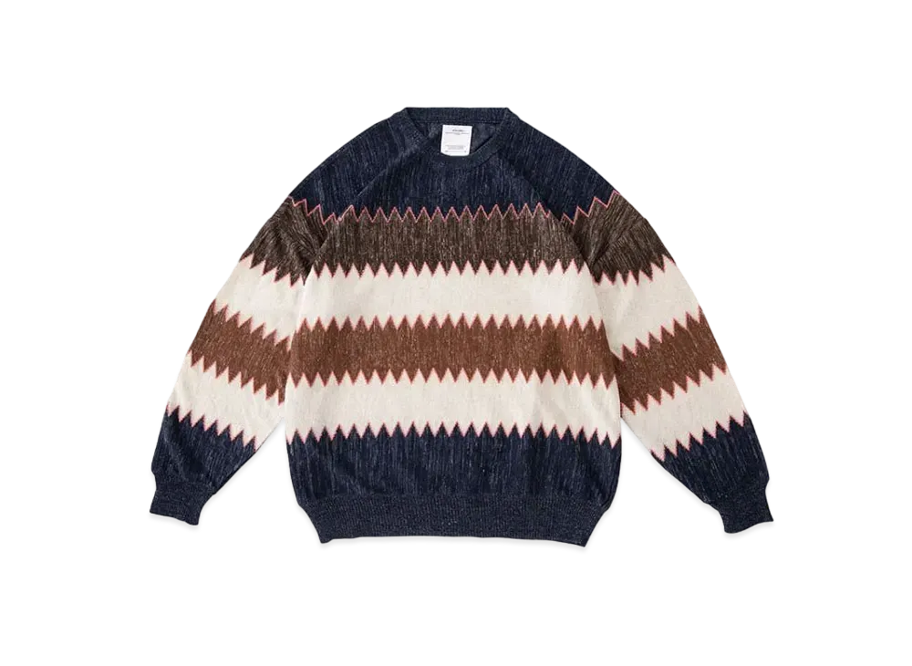 visvim Amplus Knit L/S Zig-Zag "Navy"
