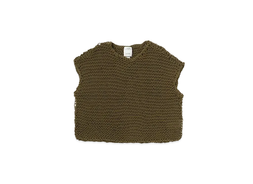 visvim Lattice Vest Hand-Knit "Olive"