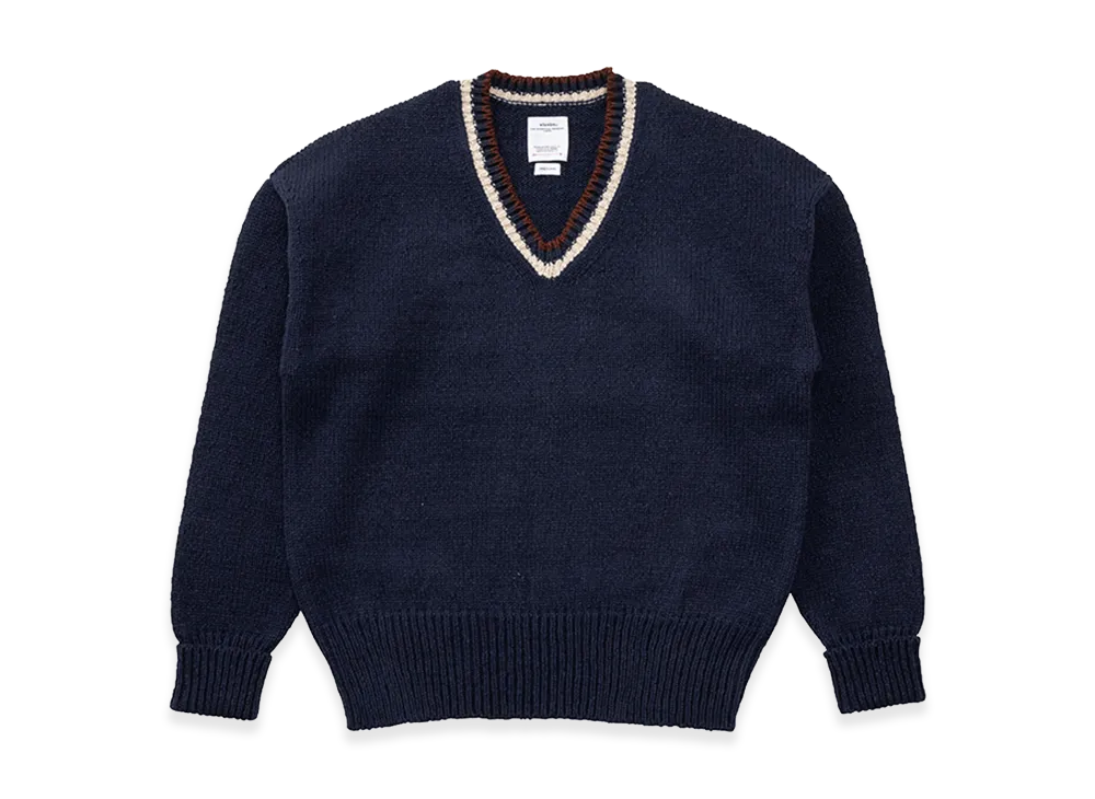 visvim College V-Neck Knit "Navy"