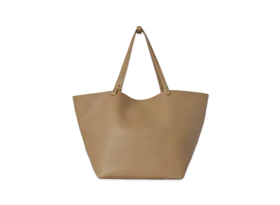 The Row XL Park Tote Bag in Leather "Light Taupe"