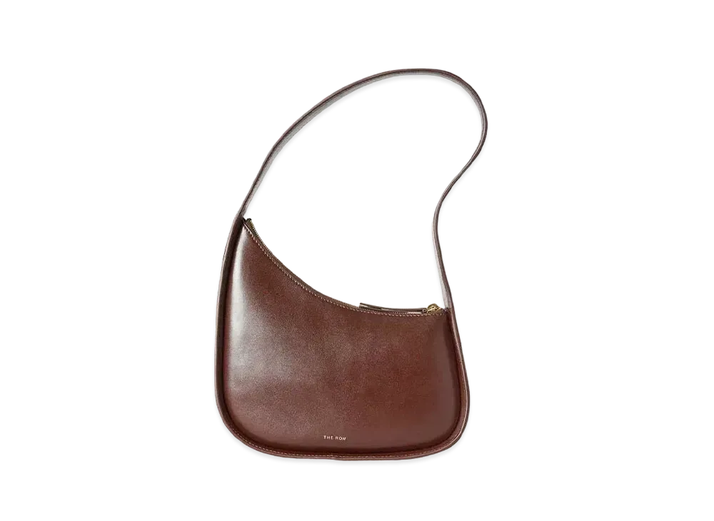 The Row Half Moon Bag in Leather "Cherry Wood"