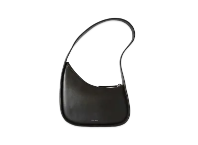 The Row Half Moon Bag in Leather "Dark Brown"