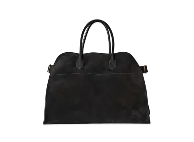 The Row Soft Margaux 17 Bag in Suede "Black"