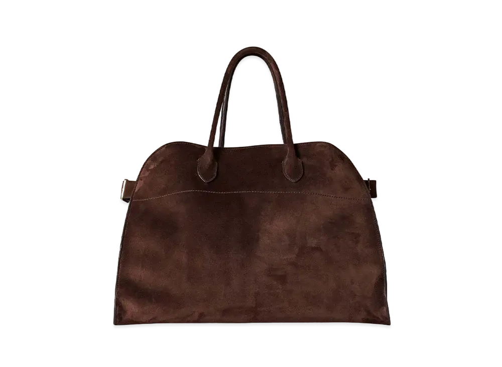 The Row Soft Margaux 17 Bag in Suede "Mocha"
