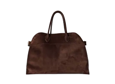 The Row Soft Margaux 17 Bag in Suede "Mocha"
